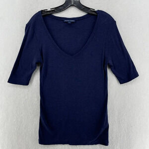 Ralph Lauren T-Shirt Women's Sz L Purple V-Neck 3/4 Sleeves Embroidered Logo